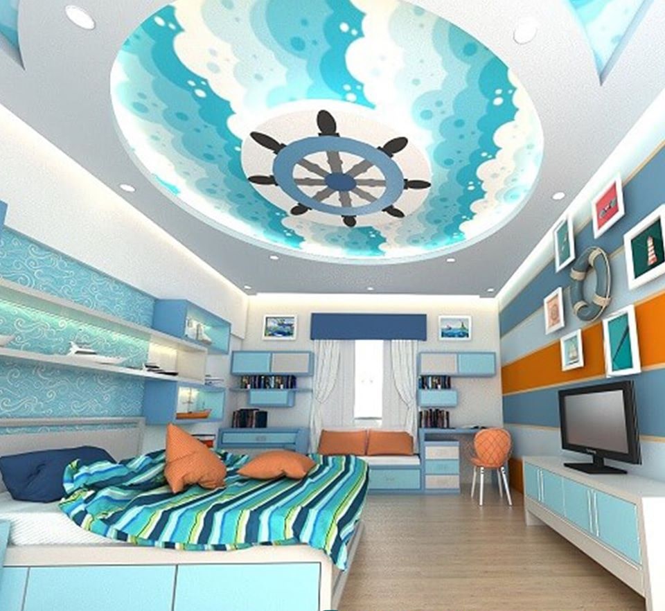 mẫu trần thạch cao phòng ngủ trẻ em