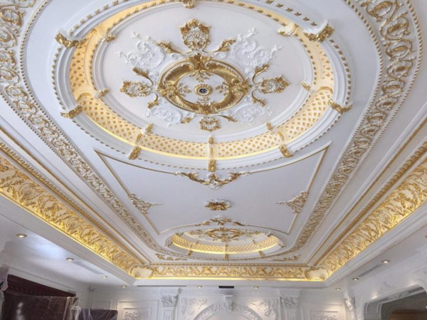 Phào chỉ pu dát vàng nội thất theo phong cách Tân Cổ Điển